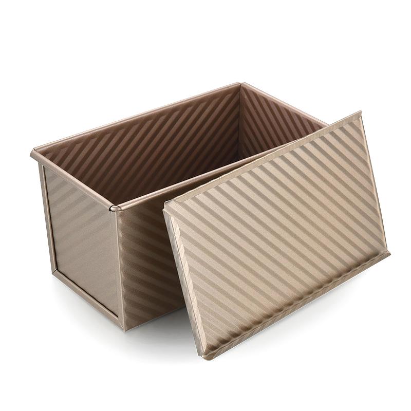 Loaf Pan With Lid, 1 Lb Dough Nonstick Bread Pan With Lid For Homemade Bread, Carbon Steel Corrugated Sandwich Bread Loaf Pan
