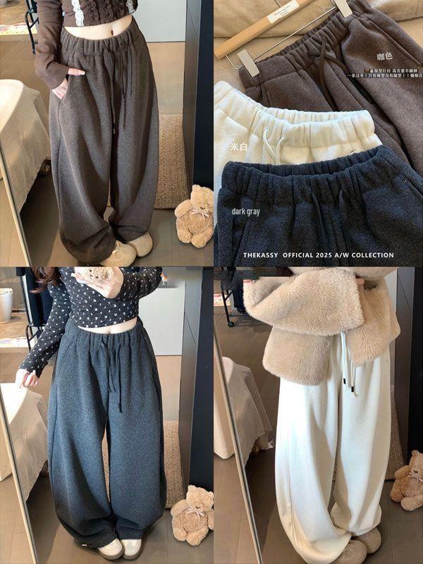 Plus Velvet Thickened Retro Casual Winter Drape Pants