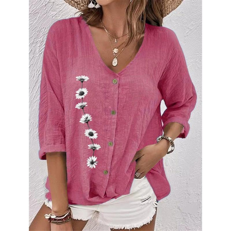 IHUASU Women's Fashion Casual Long Sleeve V-Neck Blouses & Shirts Elegant