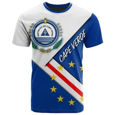 Moda Nuova T-shirt con Grafica Bandiera di Capo Verde Stampa 3D Emblema di Capo Verde Top Sportivi da Uomo Regali per la Festa Nazionale Maglietta Personalizzata