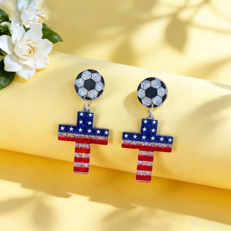 Patriotic Earrings 4th of July Earrings American Flag Sunflowe Acrylic Earrings for Women Independence Day Party Jewelry Gifts