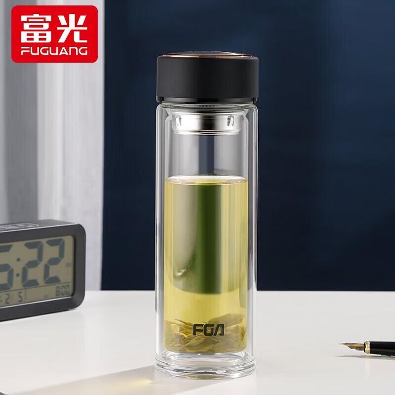 Fuguang Style Double-Wall Glass Water Bottle