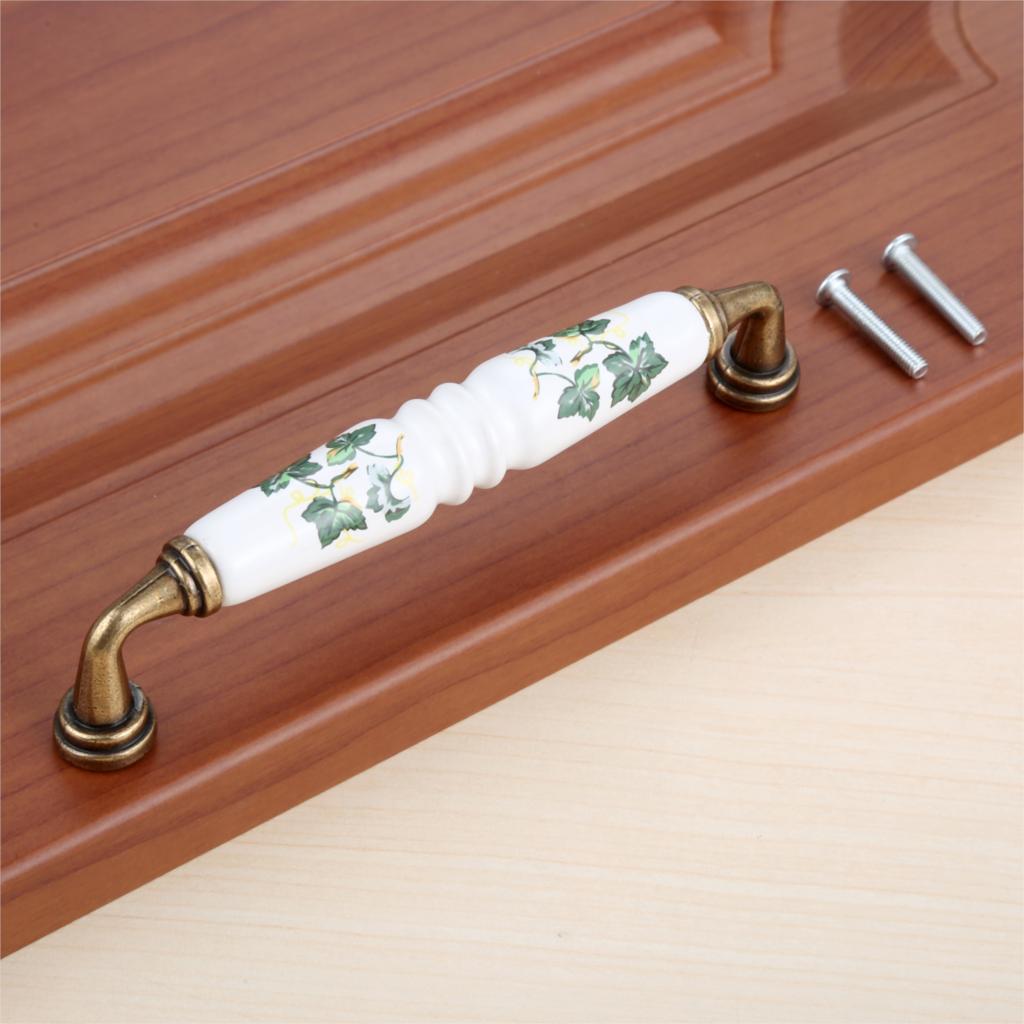 DRELD Vintage Rural Ceramic Drawer Cupboard Door Furniture Handles Cabinet Handles and Knobs Dresser Kitchen Pull +M4x25mm Screw