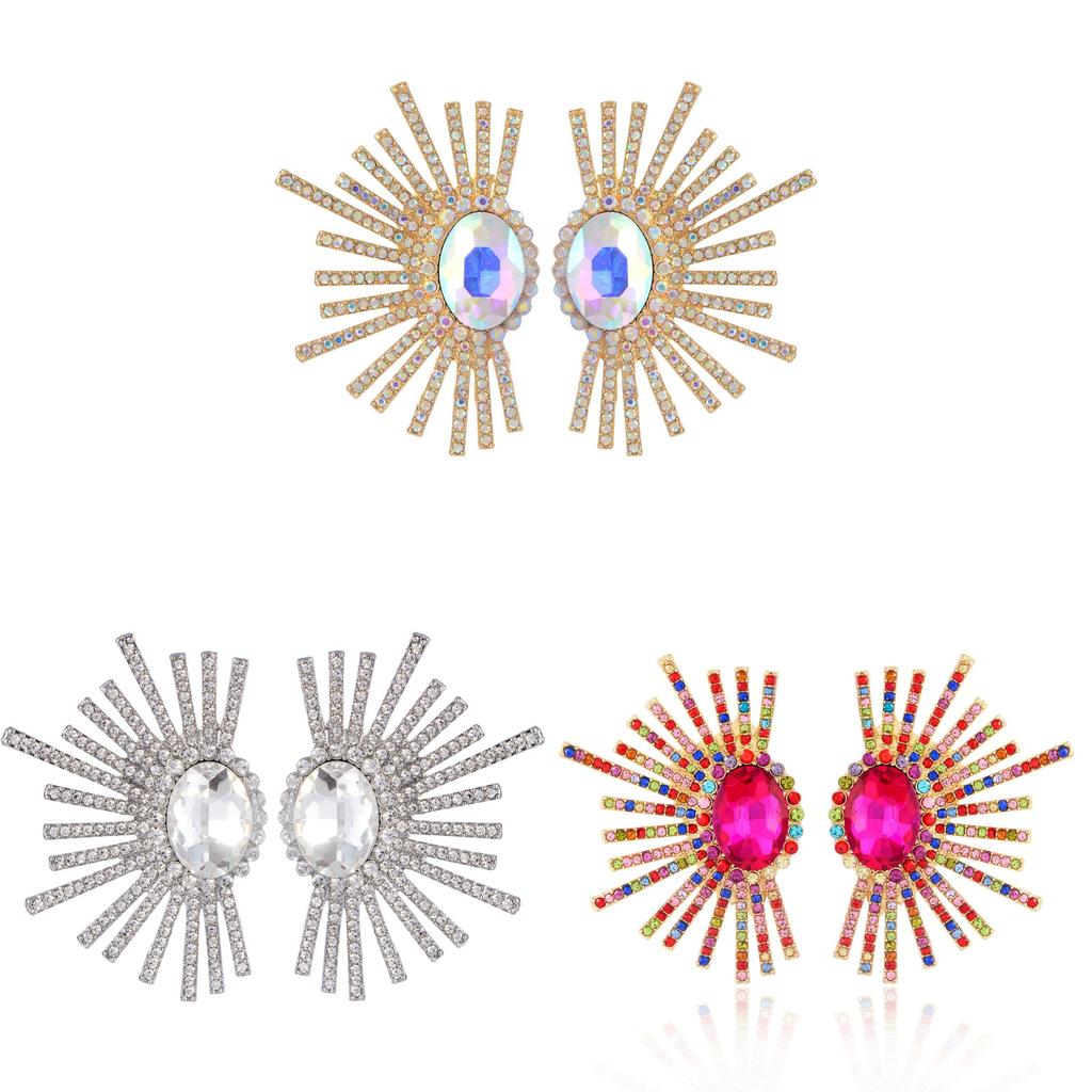 Exaggerated Symmetrical Earrings Featuring Colorful Water For Female Style Accessory