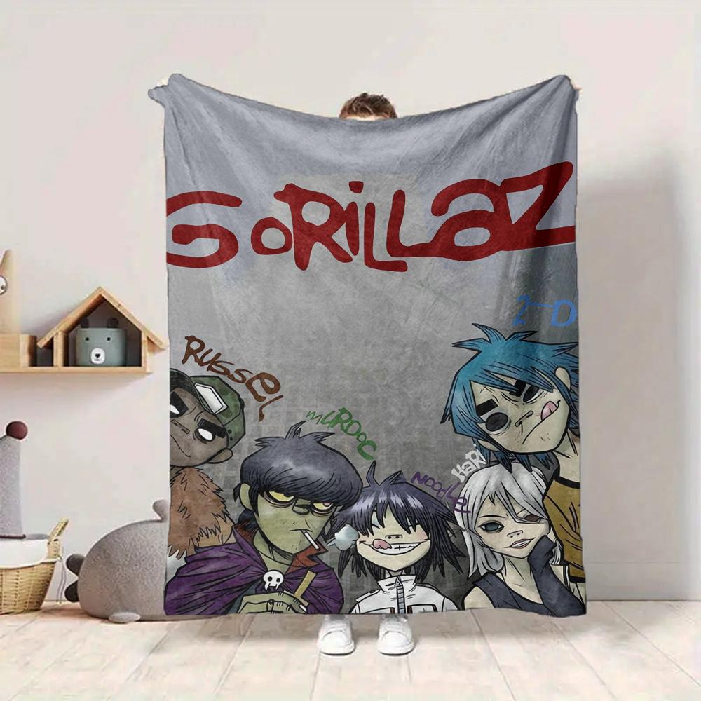 1Pc Gorillaz Urban Fantasy Blanket Soft And Comfortable Casual Warm Camping Travel Christmas Halloween Xmas Gift M928696