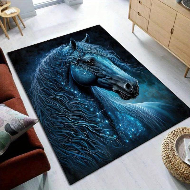 Galactic Horse Rug: Enhance Your Room with Cosmic Charm | Fantasy Animal Prints | Modern Living Room Decor Skid resistant carpet