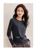 Women's Spring 2026 Round Neck Base Layer Shirt - White, Wool Blend, Skin-Friendly, Long Sleeve Warm Top