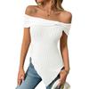 Summer Women's Slim Asymmetrical One Shoulder Sweet Sexy T-shirt Top, Crossbody Europe America Casual Tee