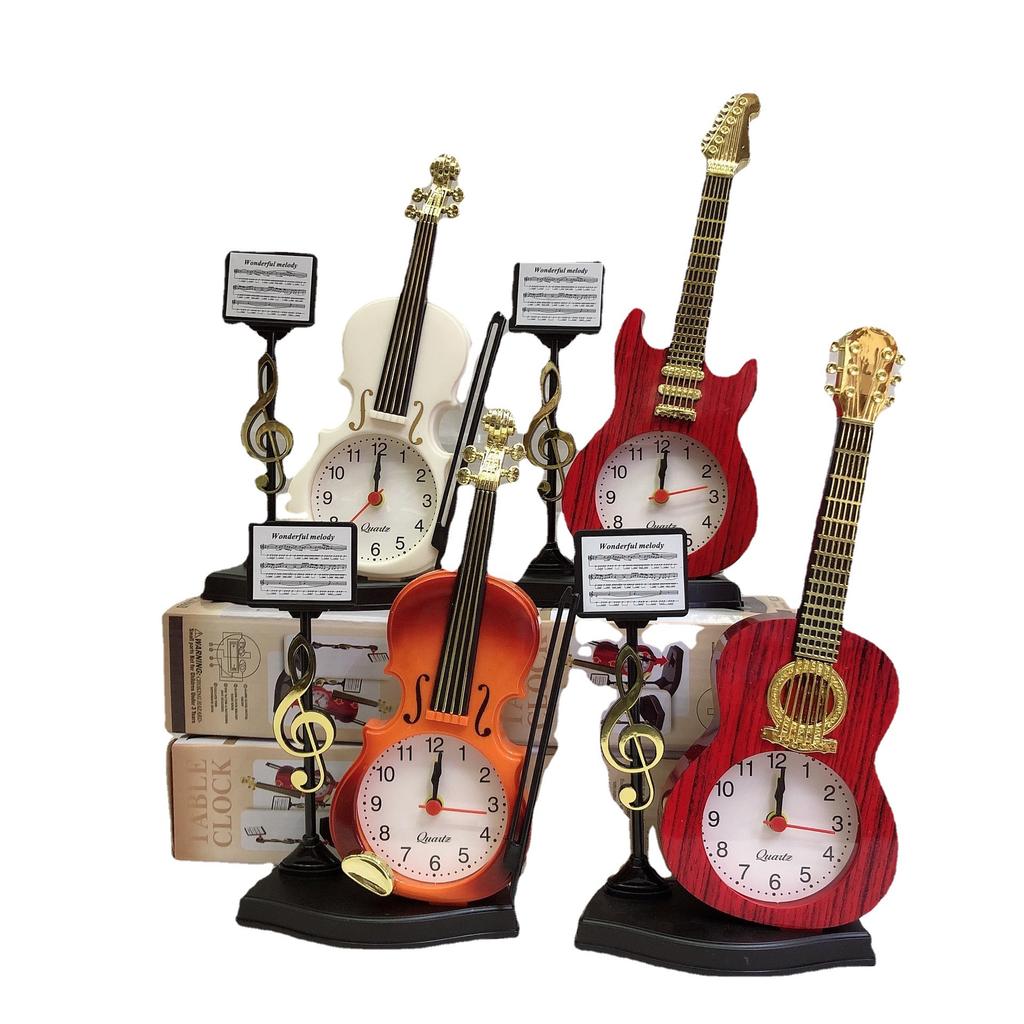 Personalized antique guitar instrument creative alarm clock, fashionable musical instrument styling pendulum clock
