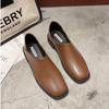 Fashion European and American Women's Single Shoes 2024 New Square Toe Leather Shoes Casual Flat Shoes Two Wear Women's Shoes Sneakers