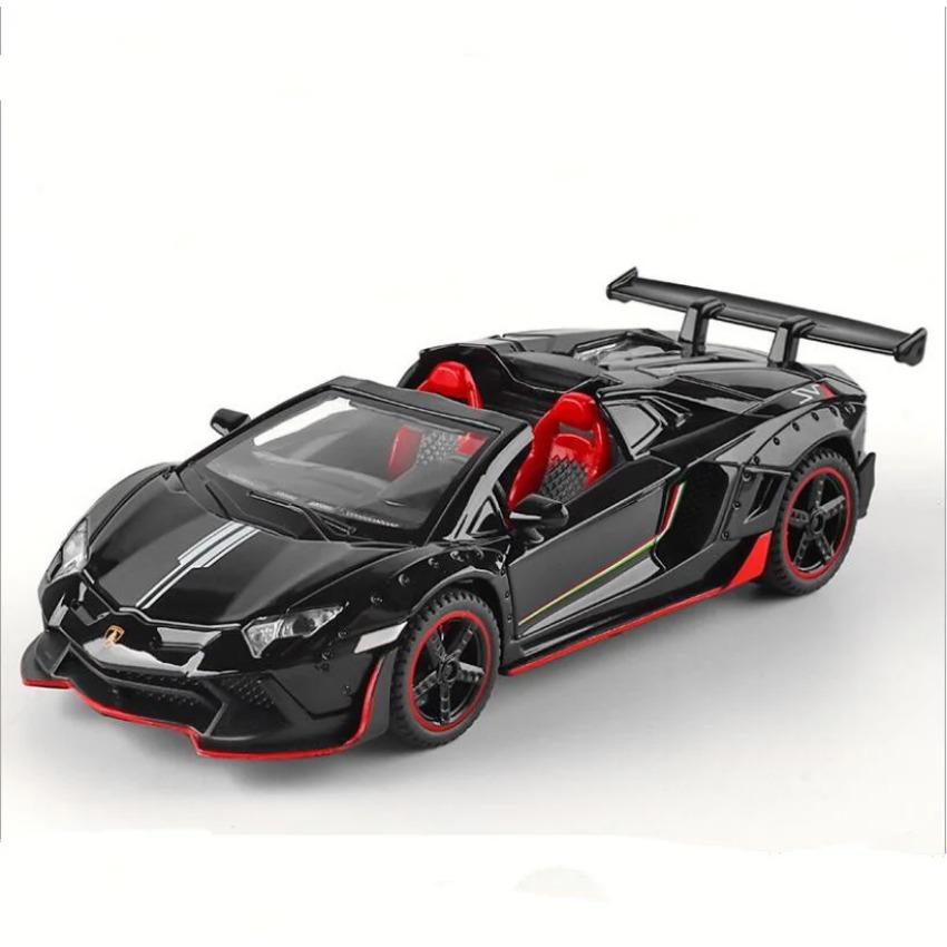

Модель автомобиля 1/32 Aventador SVJ LamborghinILP700 Кабриолет Спортивный автомобиль со звуком и светом, игрушечная машинка с инерционным механизмом, подарки для мальчика чёрный