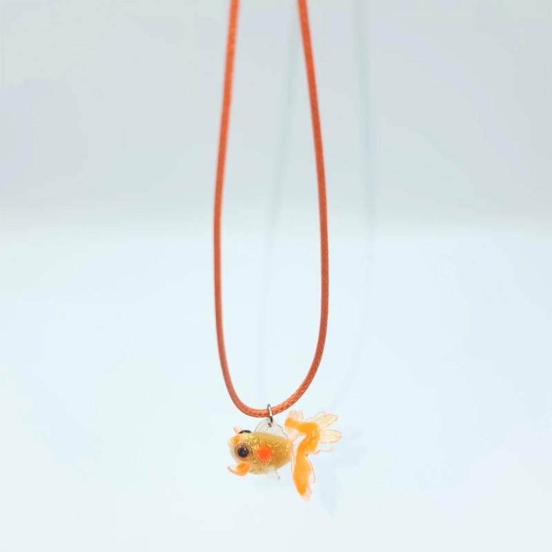 Y2K Resin Goldfish Pendant Necklace for Women Fashion Egirl Punk Clavicle Chain Fashion Jewelry Valentines Day Gifts