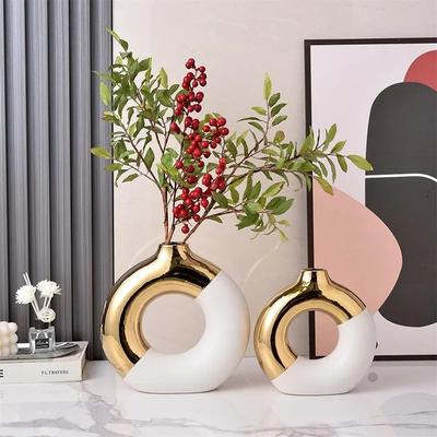 Gold-plated Ceramic Vase Nordic Hydroponic Flower Arrangement Accessories Home Living Room Dining Table Ceramic Vase Ornaments