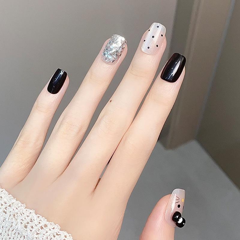 

Xiaohongshu Elegant Autumn/Winter Cat Bowknot Nail Art Tips – Handmade Cat Eye False Nails. Handmade Nails XS, 10 pcs/bag