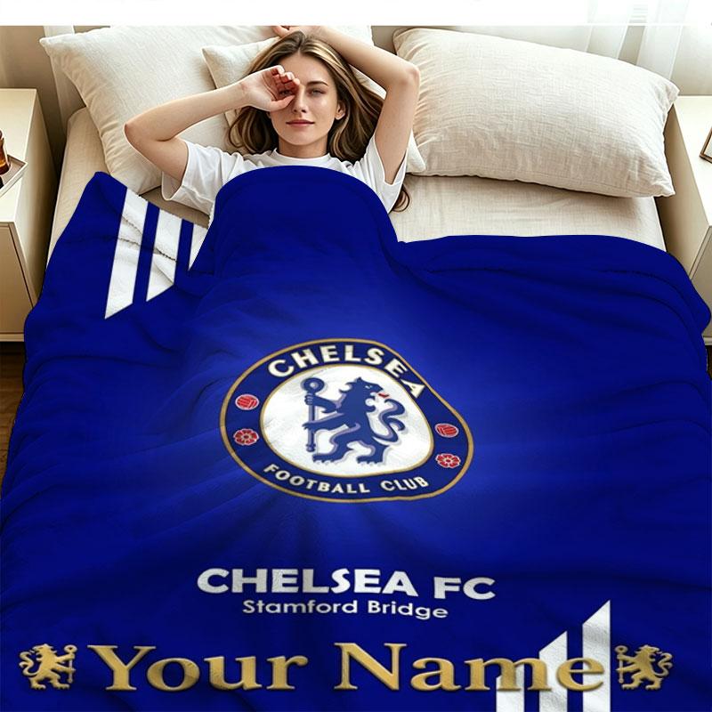 1PC Chelsea F Custom Name Patterned Flannel Blanket Suitable For All Seasons for Home Decor Warmth and Comfort Gifts Holiday Present