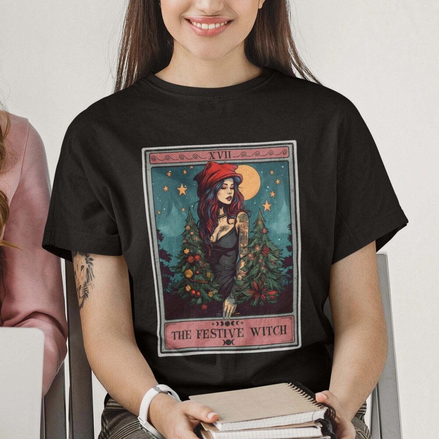 The Festive Witch Tarot Card Shirt Witchy Christmas 4XL