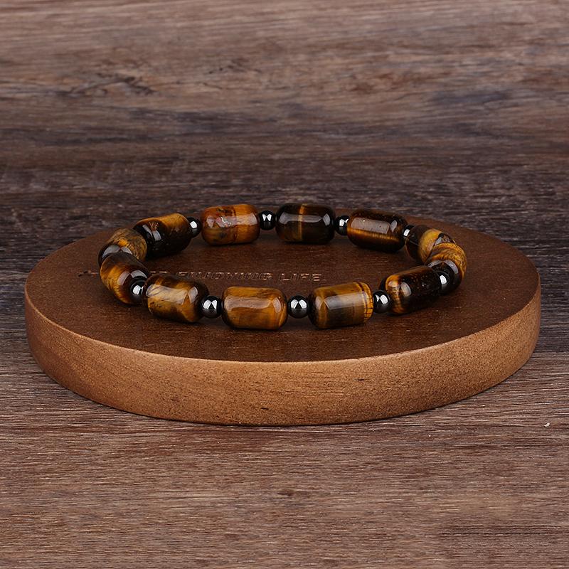 Natürlicher facettierter Tigeraugenstein Reiki-Armbänder Herren Mode Energie Hämatit-Perlen Armbänder für Frauen Seelen Schmuck Geschenk Pulsera