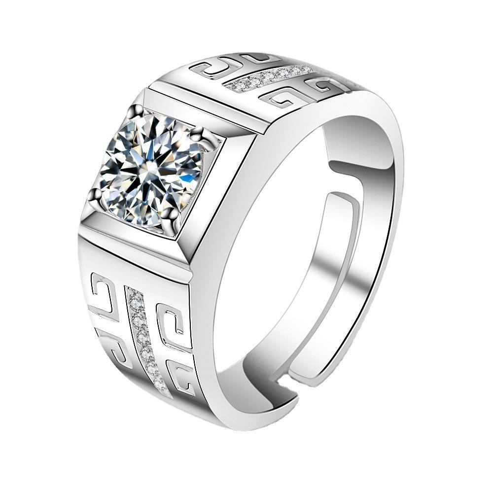 2026 Men's Ring Full Diamond Fashion Light Luxury Men's Open Ring Accessories