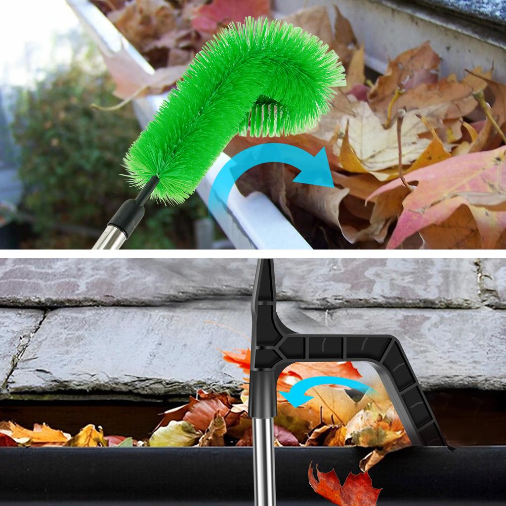 2 In 1 Gutter Cleaning Tools 2.8M Telescopic Gutter Cleaner With 7 Section Pole Reliable Gutter Cleaner Tool For Cleaning Leaves