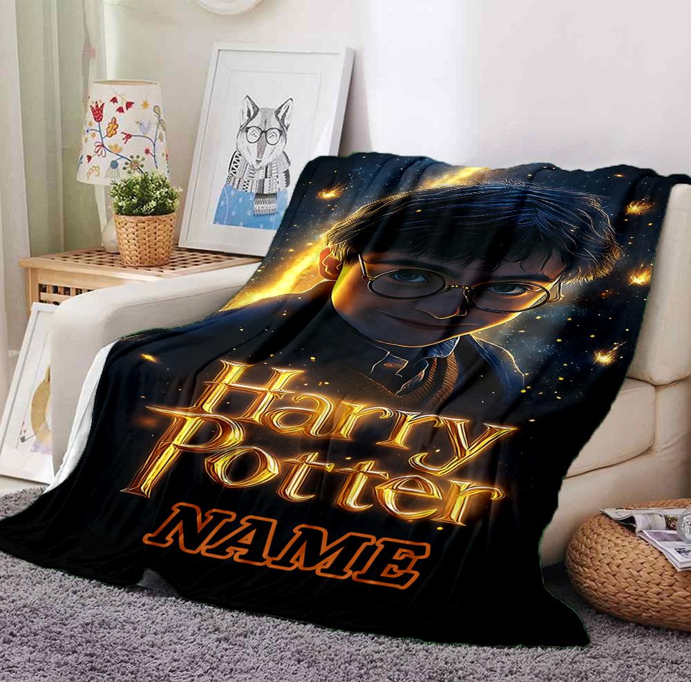 Custom Name Harry Potter Flannel Blanket Throw Blanket Soft Warm Sofa Bed Home Decor Unique Gift