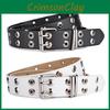 Trendy Korean Style Punk Eyelet Belt For Women In Black Coffee And White Color Options
