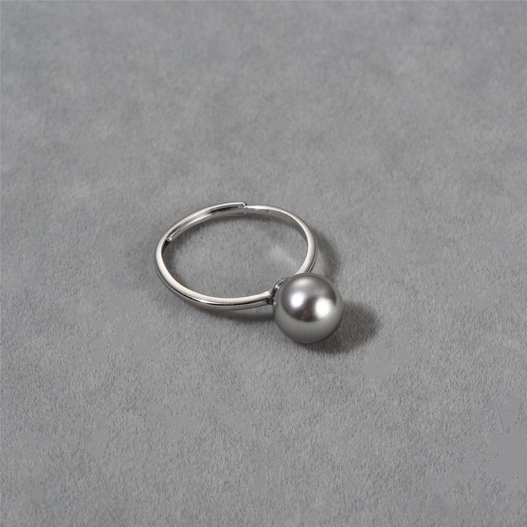 Earrings High Quality Version Silver Grey White Pearl Ring S925 Sterling Silver Wind Opening Ring Women