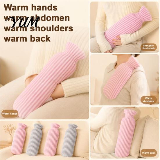 Explosion Proof Water Warmer 500/1000ML Long Hot Bottle with Plush Cover, Leak-Proof Lasting Bag, Menstrual Cramp Pain Relief Bag PVC