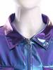 Womens Metallic Shiny Cropped Jacket Lapel Long Sleeve Front Zipper Biker Jacket