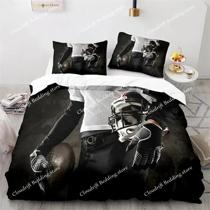 Sport Bettbezug Set American Football Spieler Bettwäsche Set für Jungen Mädchen Kinder Weicher Ballsport Steppdeckenbezug mit Kissenbezügen
