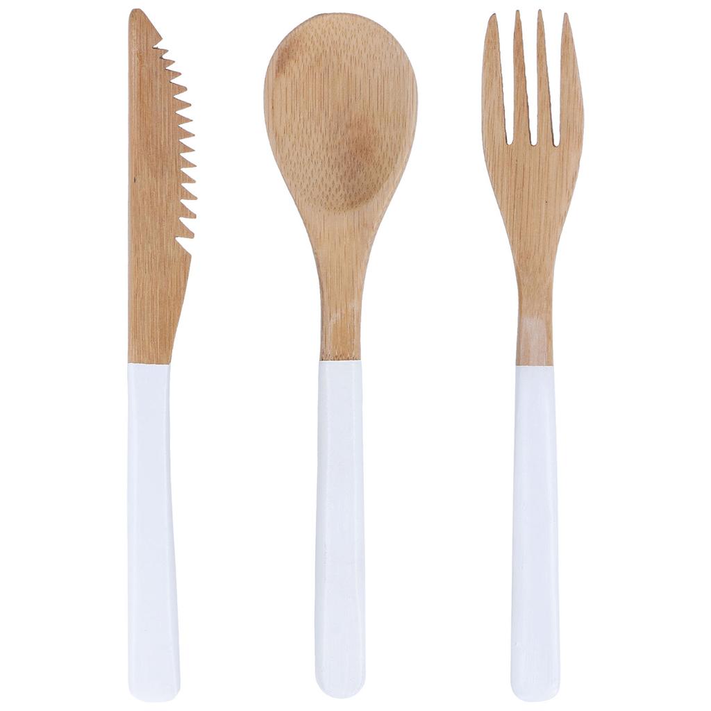 3Pcs Japanese Wooden Cutlery Set Safe BPA Free Wooden Cutlery Spoons Forks Knives for Kitchen