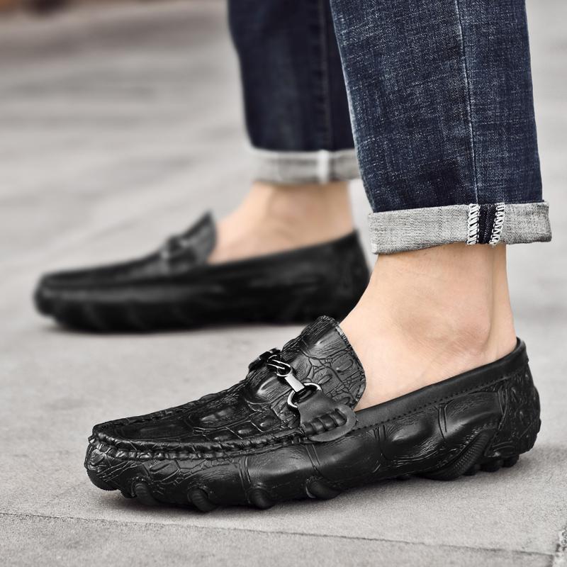 Mens Casual Flats  Crocodile Pattern Loafers Moccasins Slip On Breathable Footwear Male Driving Soft Shoes Leisure Walk Non-Slip