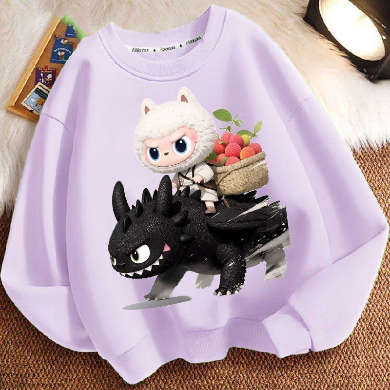 Cute Round-neck Hoodies for Children, Long-sleeved Loose Hoodies for Boys and Girls  Spring and Autumn