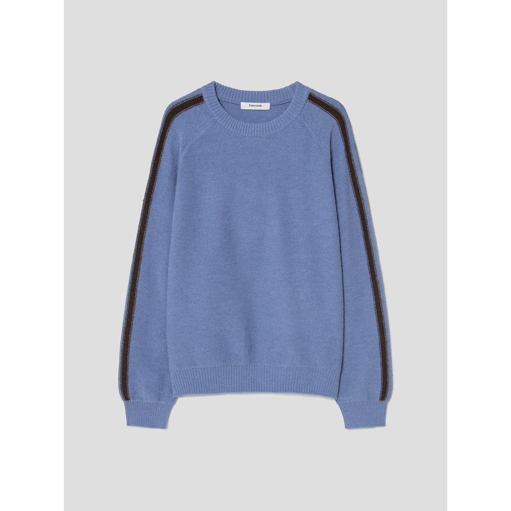 8Seconds Raglan Sleeve Tipping Round Knit Sky Blue Sky Blue/M