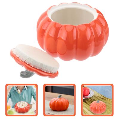 150ML Pumpkin Cup Bowls Pot with Lid Ceramic Candy Jar Steamed Soup Cartoon Cute Medicine Food Container Kitchen Gadget