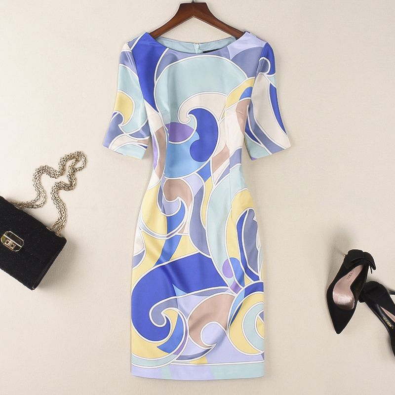 

European Slim-Fit High-End and Fashionable Short Sleeve Dress Color 4XL