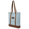 New Lee Denim+PU Artificial Leather Tote Bag, Shoulder Bag Medium Size Unisex Blue & Brown LE250114M