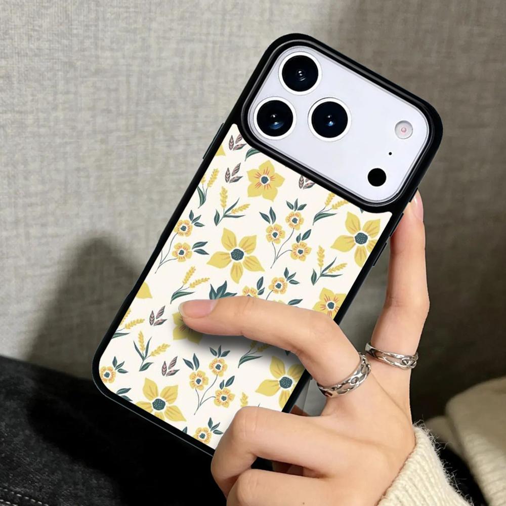 Capa Case for iPhone 17 Air 16 Pro Max 15 Plus 11 13 Mini 14 12 Back Phone Cover Flower Green Leaves