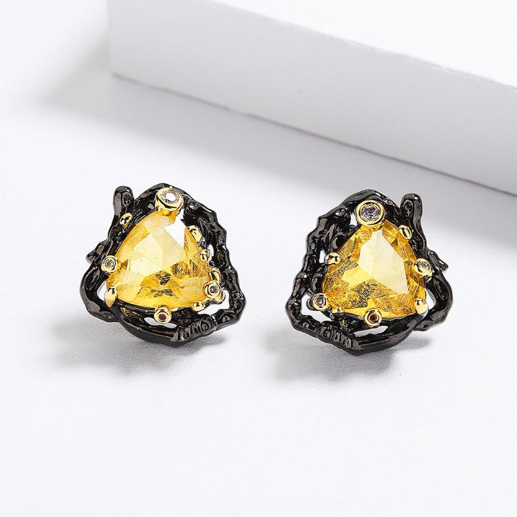 2026 Irregular Black Gold Ring Necklace Stud Earrings Jewelry Three-piece Party Jewelry