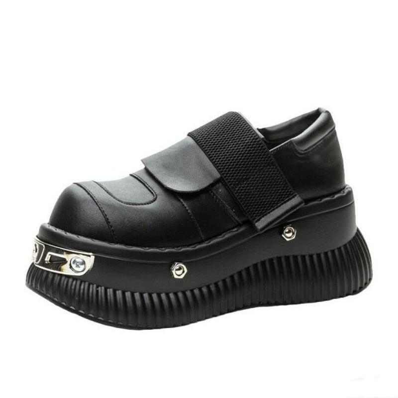 

8 см Микрофибра Кожа Мэри Джейн Осенние Балетки Тапочки Туфли Лодочки Высокие Женские Пак Металлическая Платформа Клиновидная Обувь Весна Бренд Круглый Носок 40 чёрный