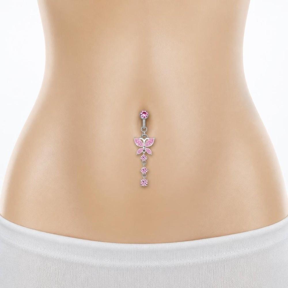 Butterfly Design Fake Belly Ring Zircon Belly Button Rings Navel Rings Fashion Accessory
