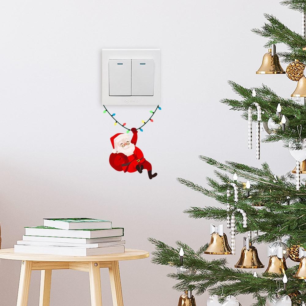 1er-Pack Weihnachts-Wandschalter-Aufkleber, Cartoon-Weihnachtsmann Selbstklebende Abziehbilder, Moderne Kunststoff-Feiertagsdekoration für Schlafzimmer