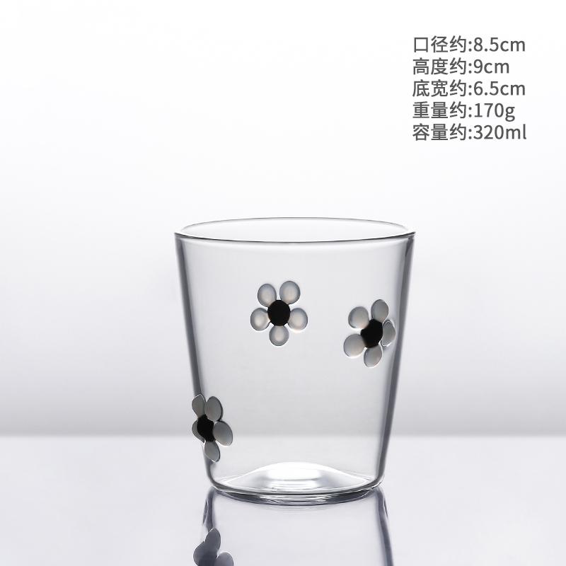 Flower Heat-resistant Glass Cups Tableware Milk Cups Juice Cups Household Water Cups Beautiful Cups Cold Drink Cups Wine Cups