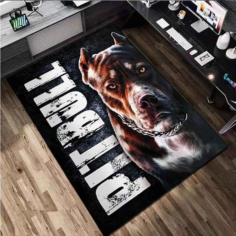1Pc Pit Bull Print Rug - Computer Chair Area Rug Home Decoration Carpet For Living Room Bedroom Flooring Mat