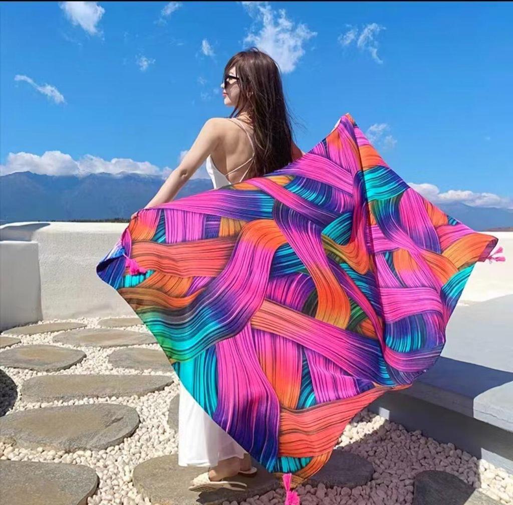 Women's Ethnic Silk Scarf: Sunscreen Shawl for Prairie Travel
