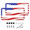 2X For Honda CRV Accessories Red US Flag Patriotic Car License Plate Frame Cover