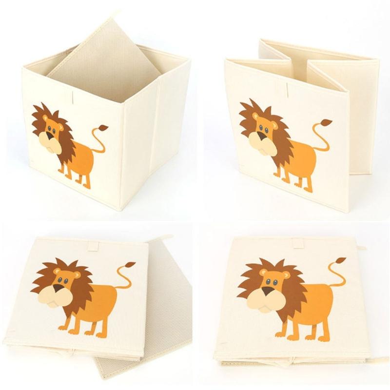 Animal Themed Foldable Toy Storage Box for Kids Cube Organiser Bin with Handles Large Capacity Playroom Organiser