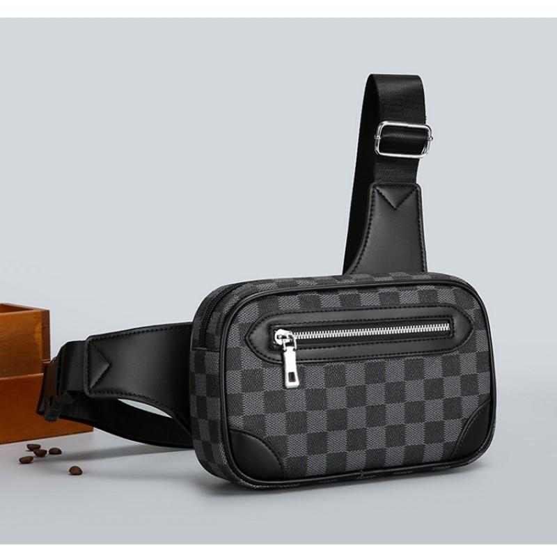 

Street Trendy Men s Diagonal Cross Bag Shoulder Leather Horizontal Letter Small Square Mobile Phone