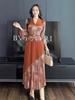 Issey Miyake Pleated Plus Size Luxurious Slimming Long Dress for Women
