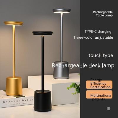 Dobíjecí Bezdrátová Ložnicová Noční Dekorace Jednoduchá Kovová Dotyková LED Stolní Lampa Kreativní Atmosférická Barová Lampa