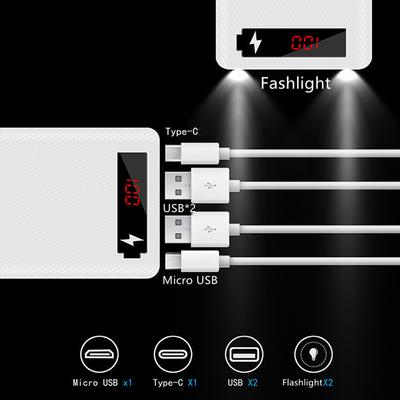 DIY Power Bank 10 Slots 18650 Battery Holder Battery Box Micro Type C Dual USB Ports Mobile Phone Charger 18650 Powerbank Case